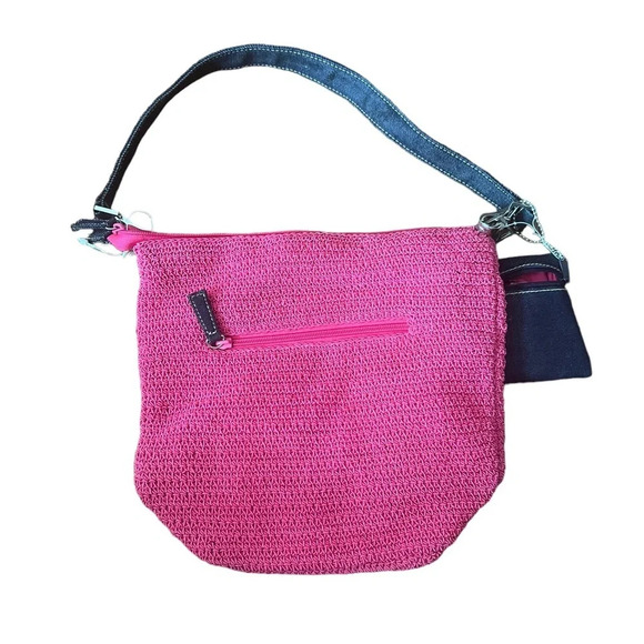 Cottagecore pink straw floral y2k bag - Picture 2 of 4